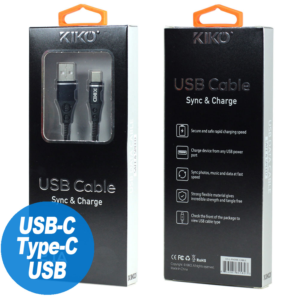 USB-C / Type-C 2.1A Strong Nylon Braided USB Cable 3FT (Black)